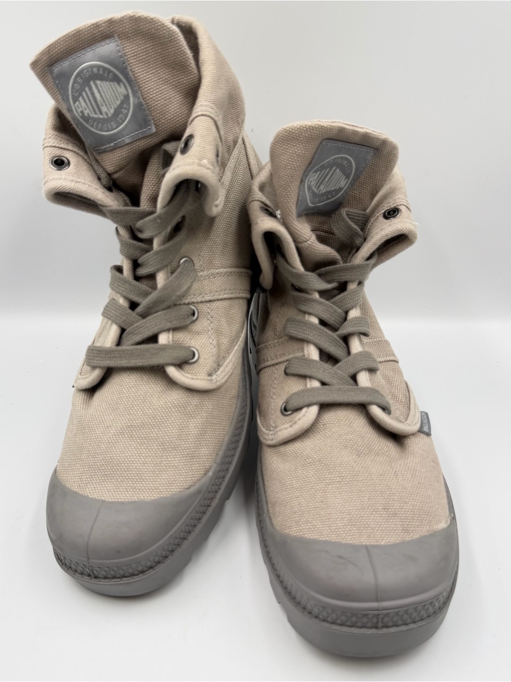 Palladium Baggy Canvas Boot Titanium High Rise Mens 8 Lug Sole Fold Down Combat